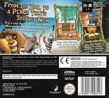 Madagascar (USA) box cover back